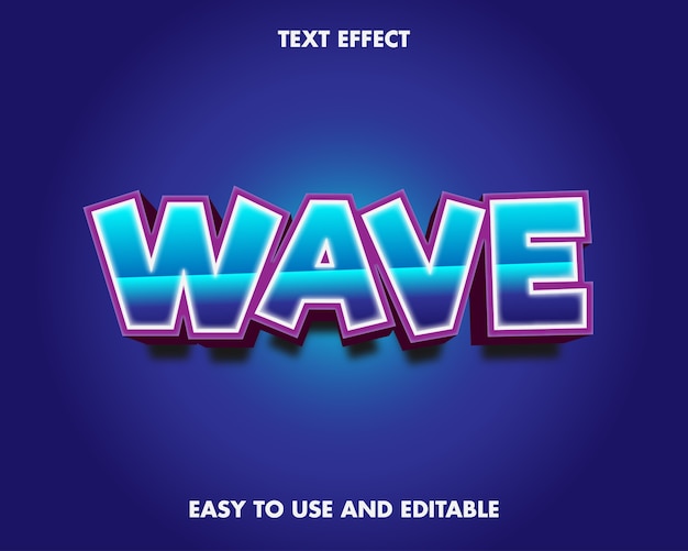 Wave Text Effect. Editable Font Effect.