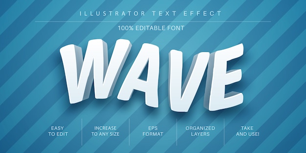 Vector wave text effect font style