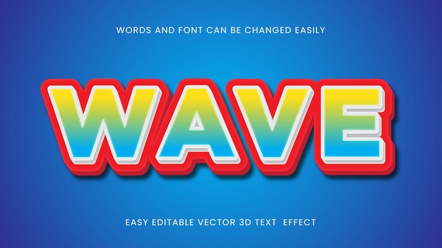 Vector wave text style 3d font