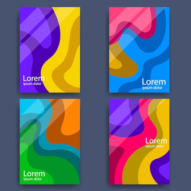 Vector wave texture cover pamphlet set