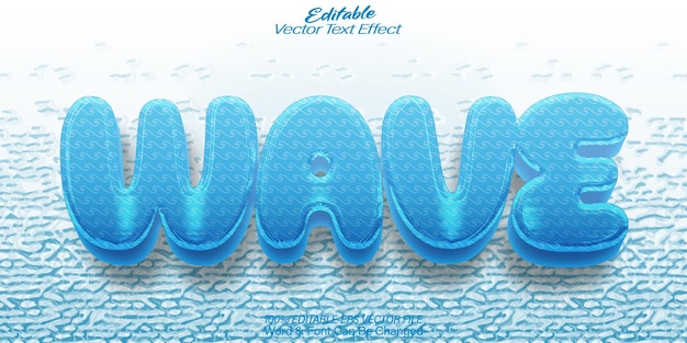 Vector wave vector text effect editable alphabet blue ocean sea water