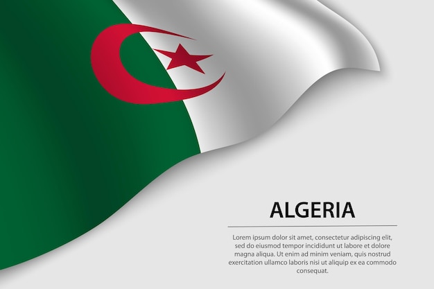 Wave vlag van Algerije op witte achtergrond Banner of lint vector sjabloon voor onafhankelijkheidsdag