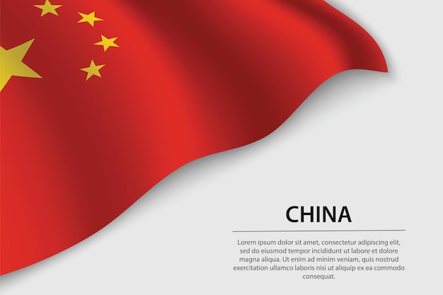 Wave vlag van China op witte achtergrond Banner of lint vector sjabloon voor onafhankelijkheidsdag