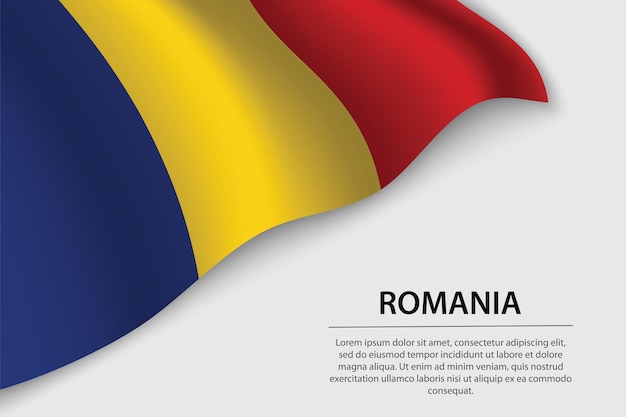 Wave vlag van roemenië op witte achtergrond banner of lint vector sjabloon voor onafhankelijkheidsdag