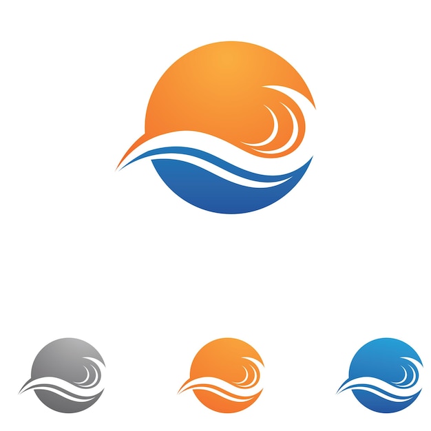 Vettore del logo della spiaggia dell'acqua dell'onda