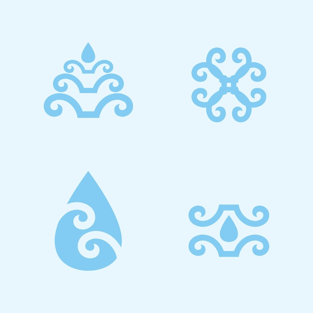 Vector wave and water isolated round shape logo blue color sea ocean river surface