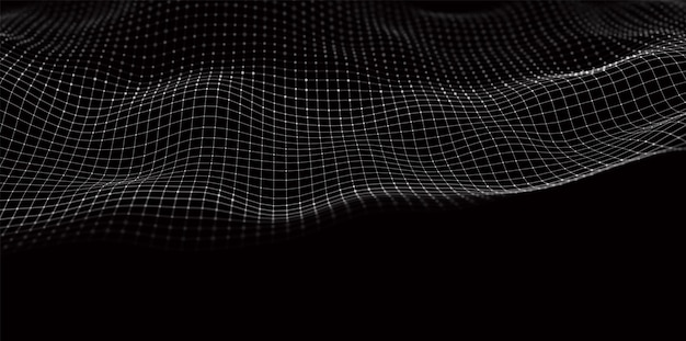 Wave of white particles Digital data structure consist dot elements Future vector illustration