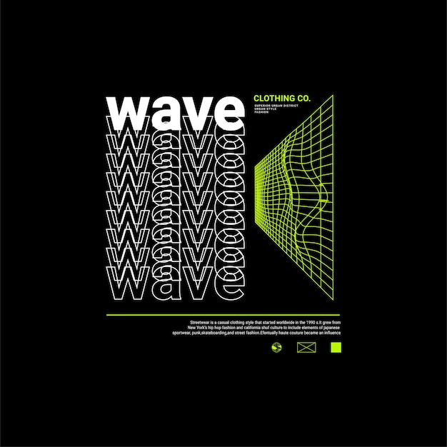 Wave writing design, suitable for screen printing t-shirts, clothes, jackets and others