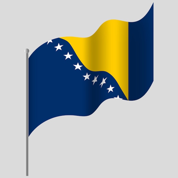 Ha sventolato la bandiera della bosnia-erzegovina bandiera della bosnia-erzegovina sul pennone emblema del vettore della bosnia-erzegovina