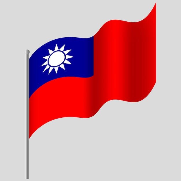 手を振った台湾の旗 旗竿に台湾の旗 台湾のベクトル紋章