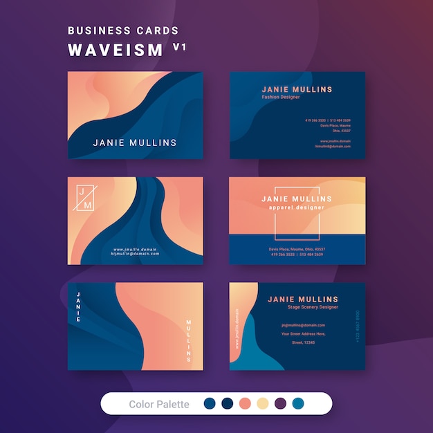 Vector waveism 1 business cards template