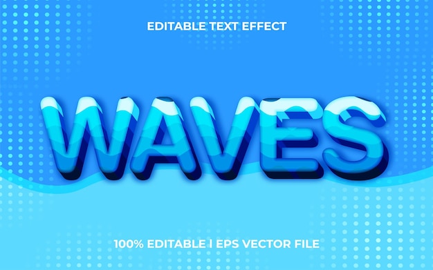 waves 3d text effect with water theme. blue typography template for fresh drinks