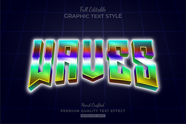 Waves 80's gradient editable text effect