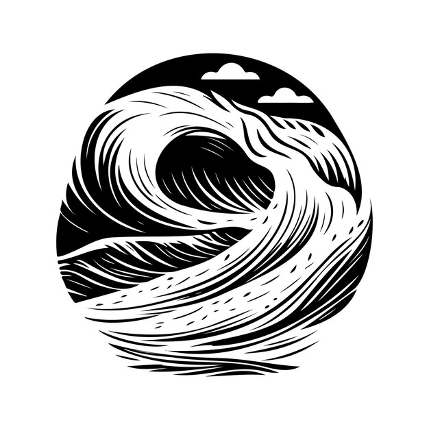 Vettore onde acqua spiaggia iconia disegno a mano colore nero logo mitico vettore elemento e simbolo