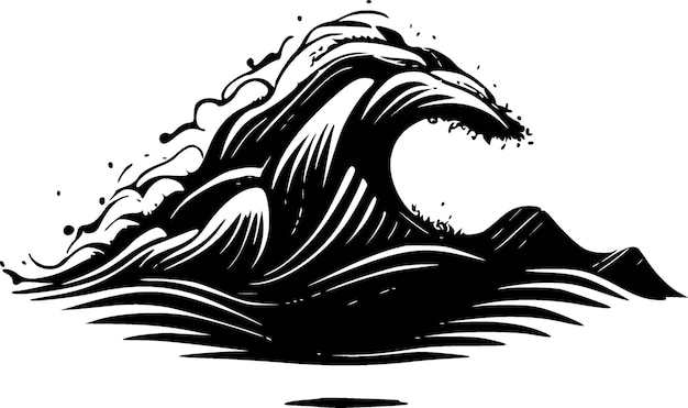 Waves Black and White Isolated Icon Vector illustration