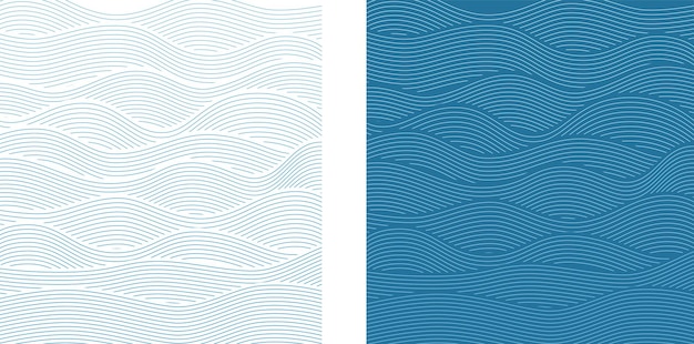 Waves drawings backgrounds set