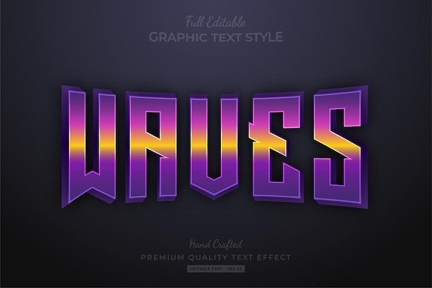 Vector waves gradient bewerkbare teksteffect lettertypestijl