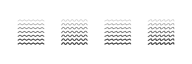 Waves line set icon of different thickness Vector isolated pattern