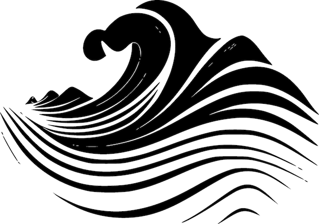 Waves minimalist and flat logo vector illustration