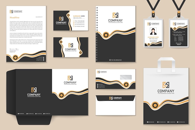 waves style stationery template design