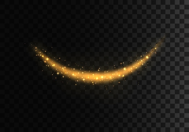 waves with gold particles on transparent background