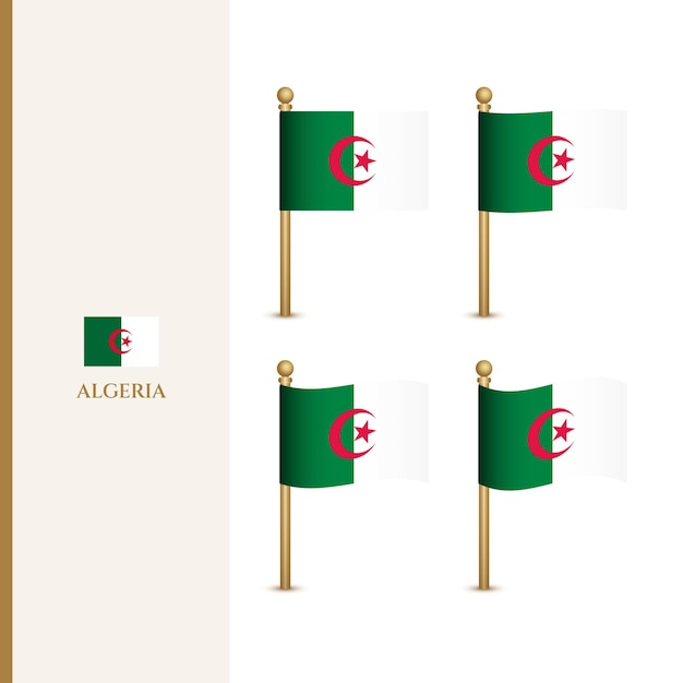 Waving Algeria flags 3d vector illustration flag of Algeria