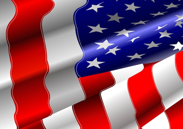 アメリカ国旗を振る 自由民主主義国家の誇りのシンボル 手描きのイラスト