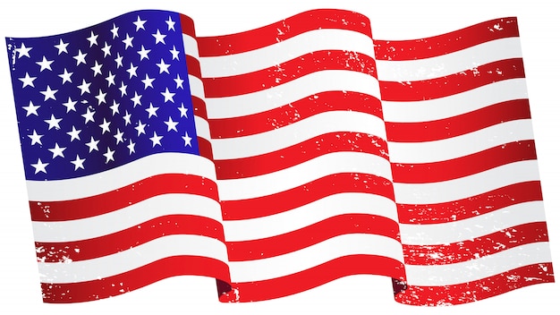 미국 국기를 흔들며
