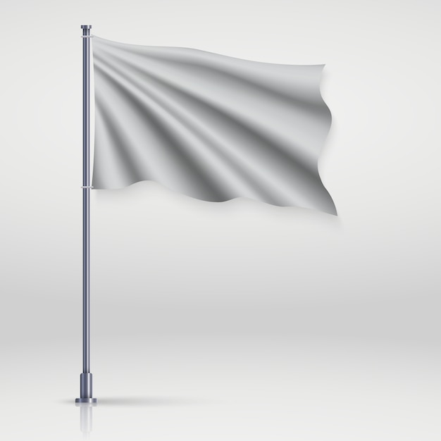 Waving blank flag on flagpole.