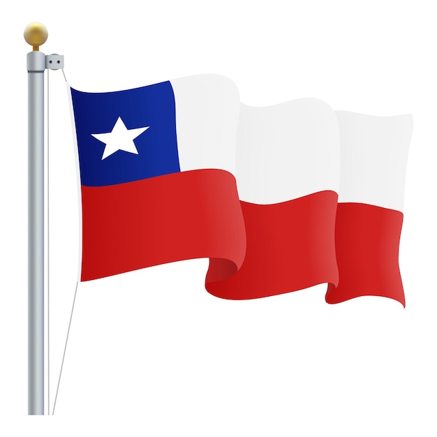 白い背景のベクトル図に分離されたチリの旗を振る