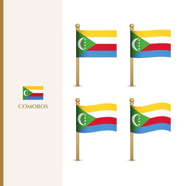 Waving Comoros flags 3d vector illustration flag of Comoros