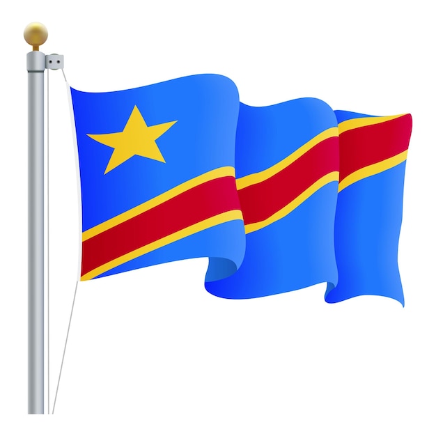 Waving Democratic Republic Of Congo Flag Isolated On A White Background Vector Illustration