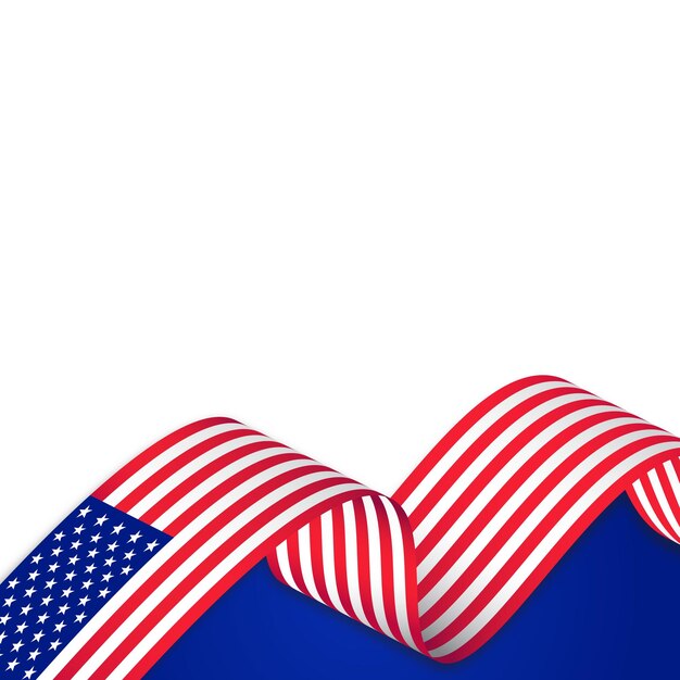 Waving flag of american isolated on transparent background