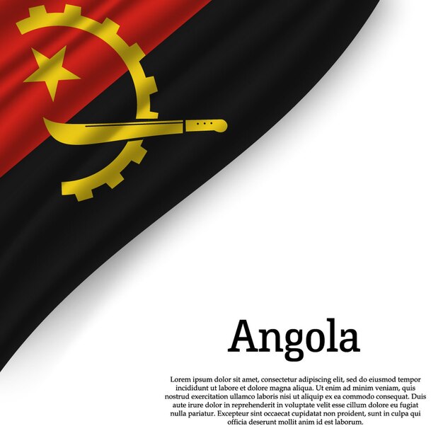 Waving flag of angola on white