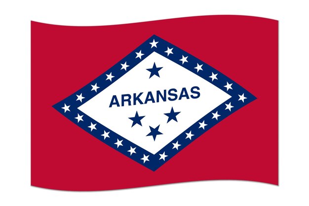 Waving flag of the Arkansas state Vector illustration