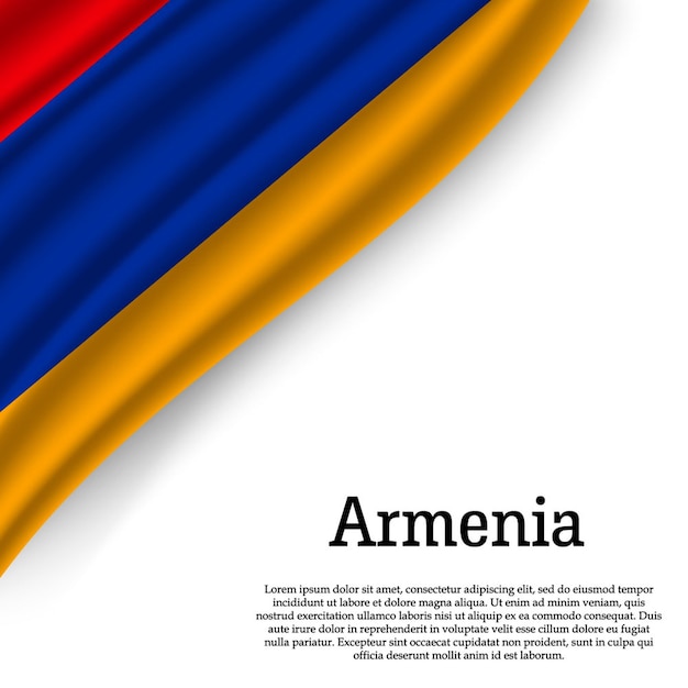 Sventolando la bandiera dell'armenia su bianco