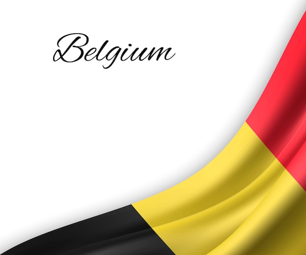 Sventolando la bandiera del belgio su sfondo bianco.