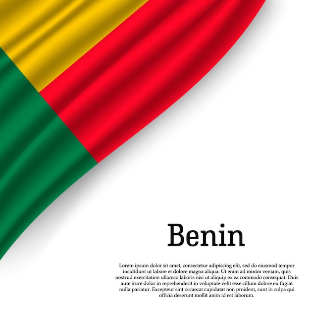 Sventolando la bandiera del benin su bianco