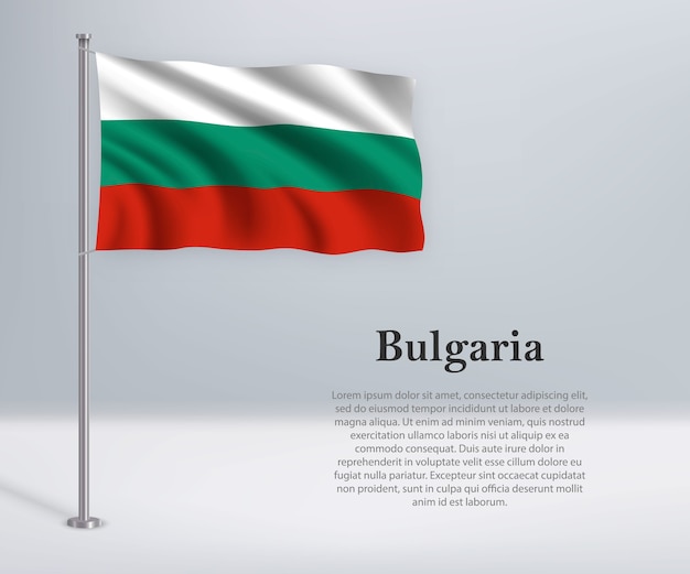 Waving flag of Bulgaria on flagpole