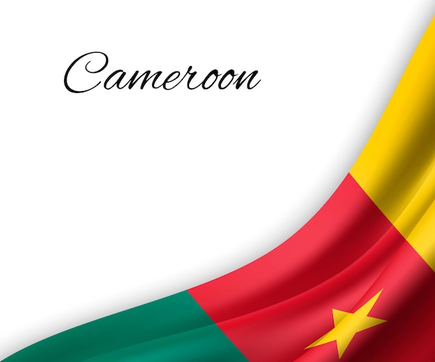 waving flag of Cameroon on white background.