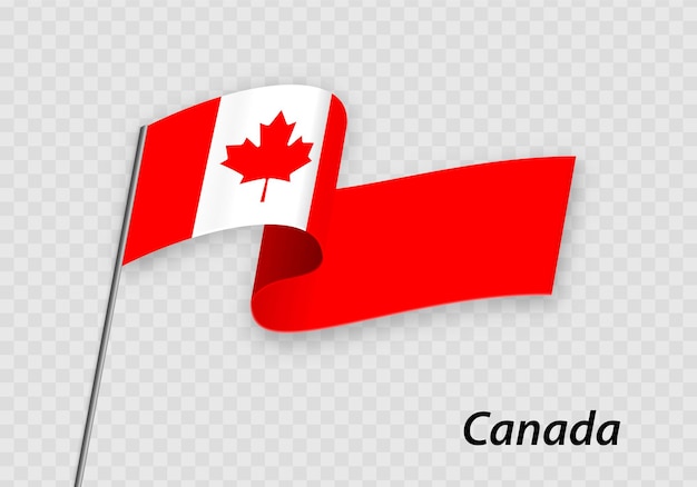 Waving flag of canada on flagpole template for independence day