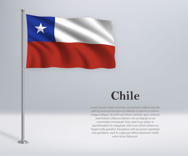 Waving flag of Chile on flagpole
