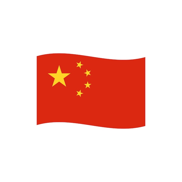 Waving flag of China. Flat vector illustration.