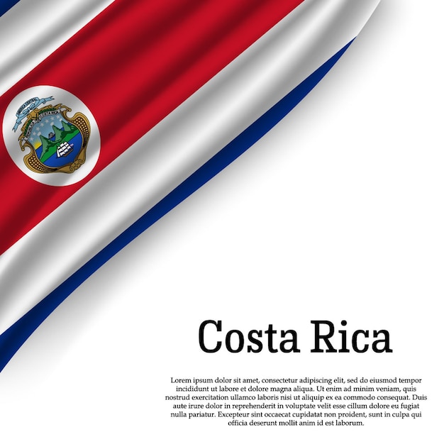 Sventolando la bandiera della costa rica su bianco