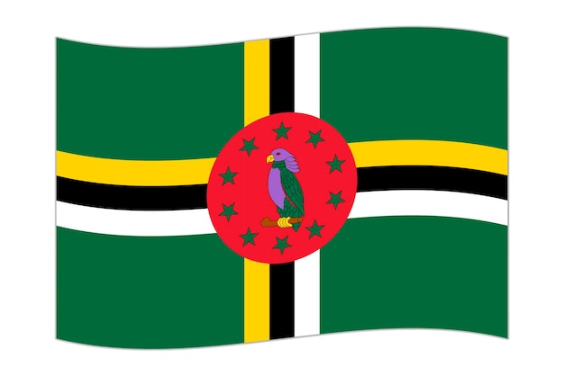 Waving flag of the country Dominica Vector illustration