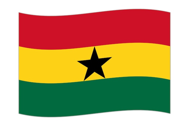 ガーナの国旗を振る ベクトルイラスト