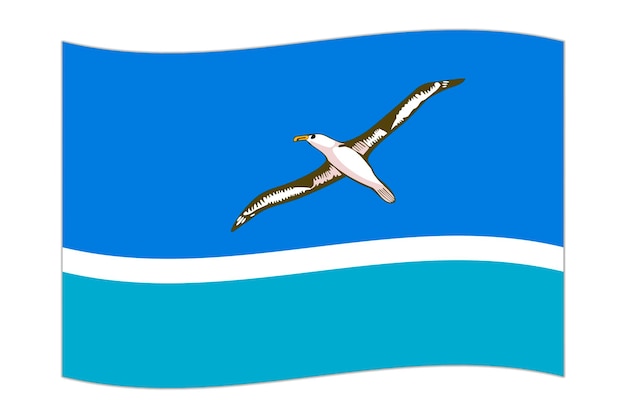 Vector waving flag of the country midway atoll vector illustration