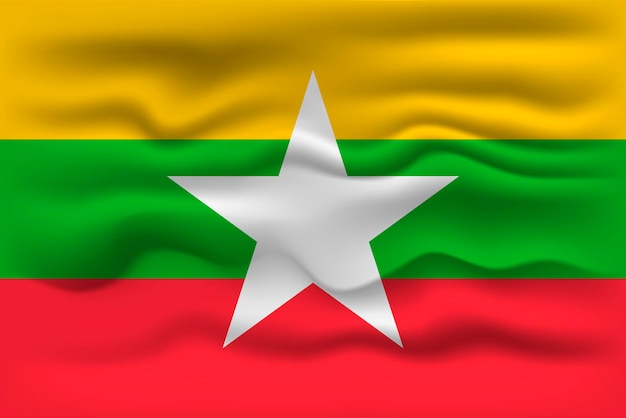 Waving flag of the country Myanmar Vector illustration