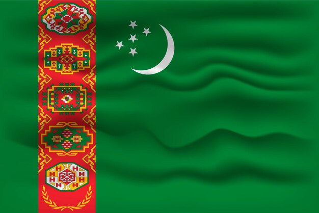 Waving flag of the country Turkmenistan Vector illustration