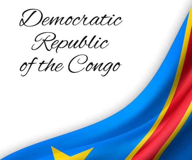 Waving flag of Democratic Republic of the Congo on white background.